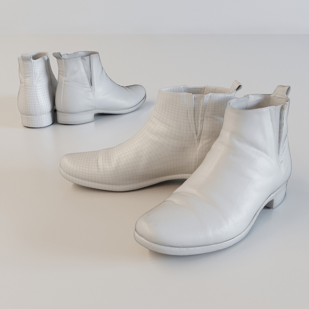 レザーショートブーツ / サイドゴアブーツ【3Dモデル】