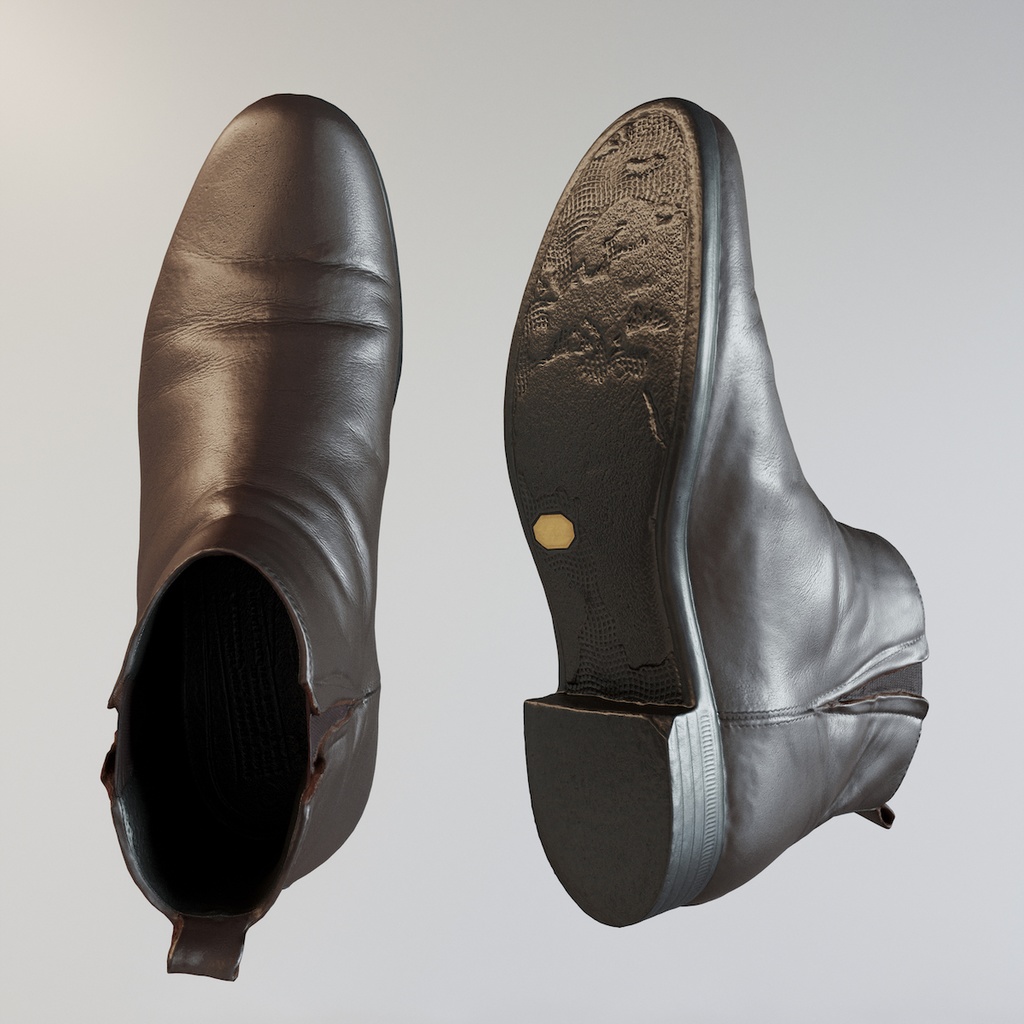 レザーショートブーツ / サイドゴアブーツ【3Dモデル】