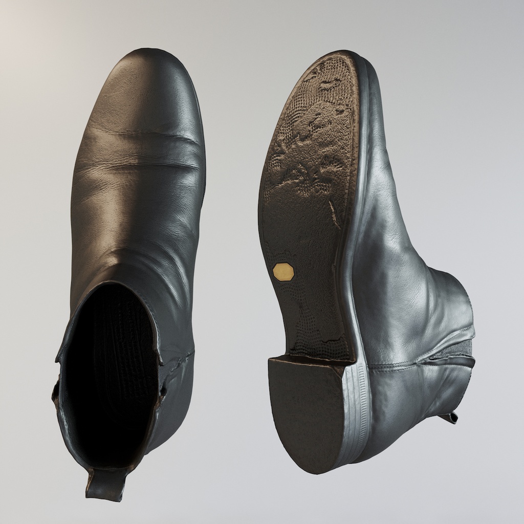 レザーショートブーツ / サイドゴアブーツ【3Dモデル】