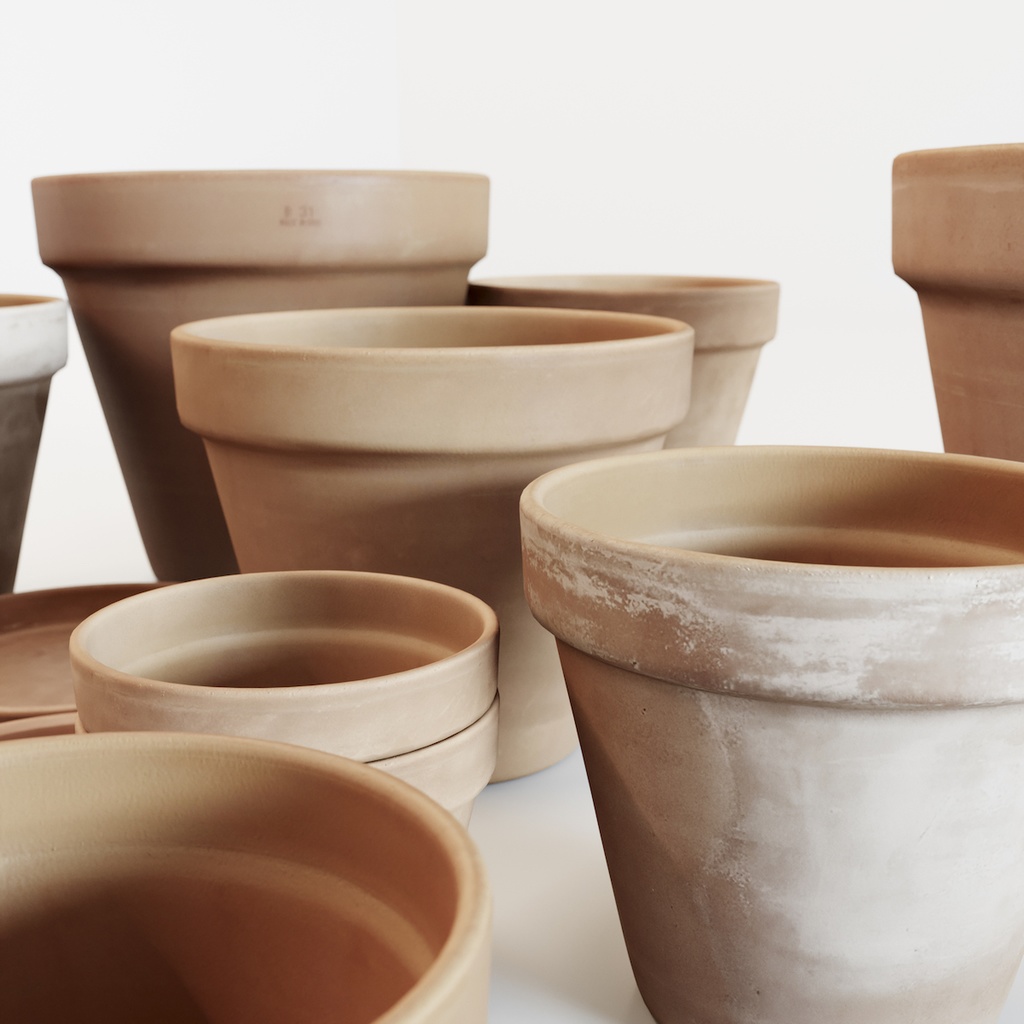 素焼き鉢・テラコッタ植木鉢・受け皿セット【3Dモデル】