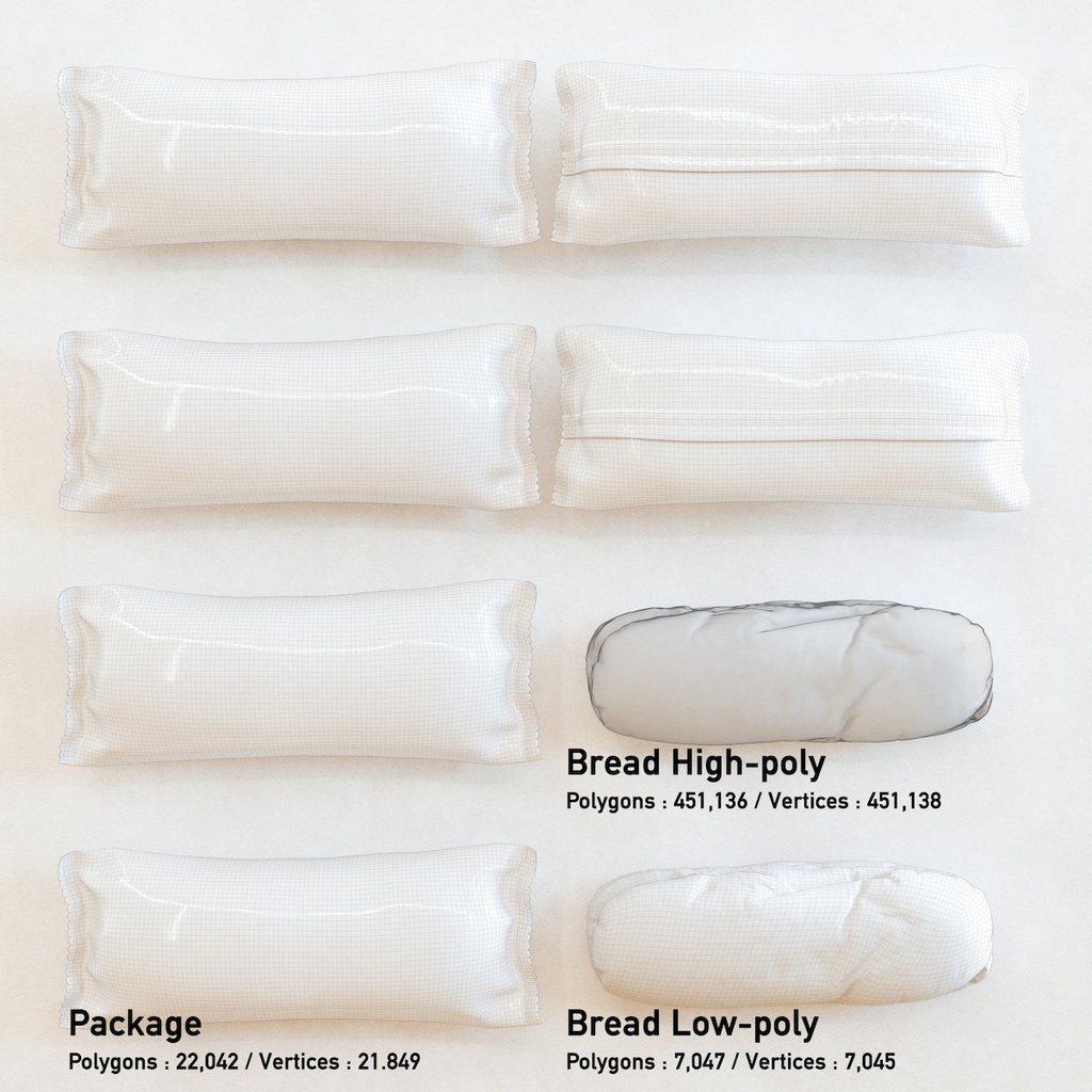 コッペパン(パッケージ付き)【3Dモデル】