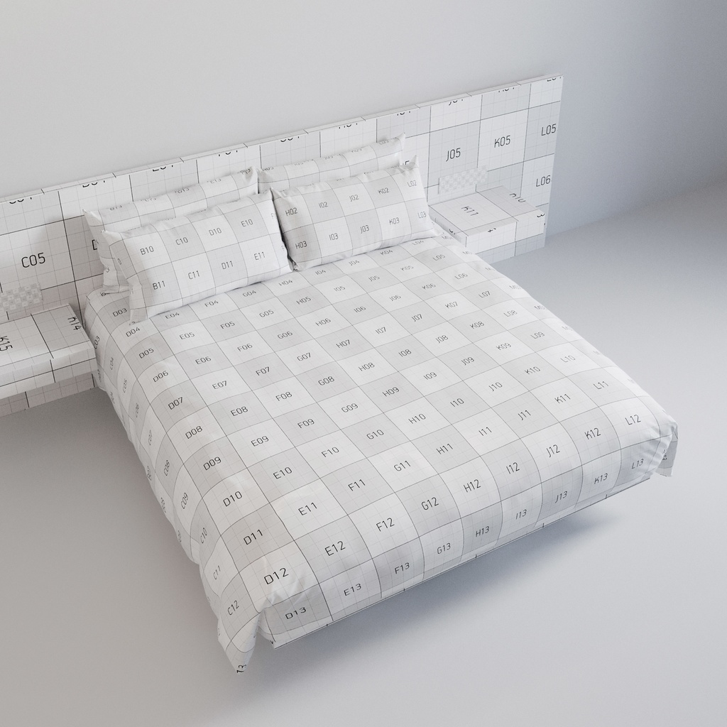 ホテル ベッド デュベスタイル - キングサイズ (W180cm)【家具3Dモデル】