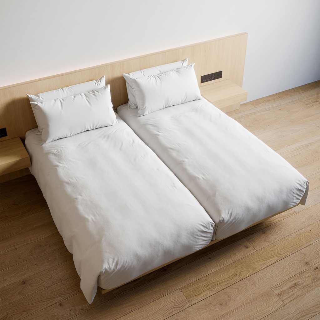 ホテル ベッド デュベスタイル - ハリウッドツイン (W100cm x2)【家具3Dモデル】