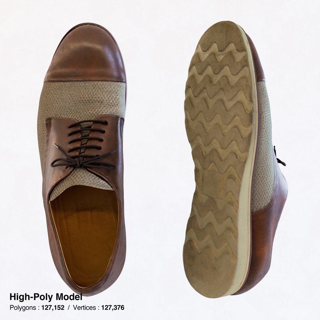 ワークシューズ - 革靴(外羽根式) 【3Dモデル】