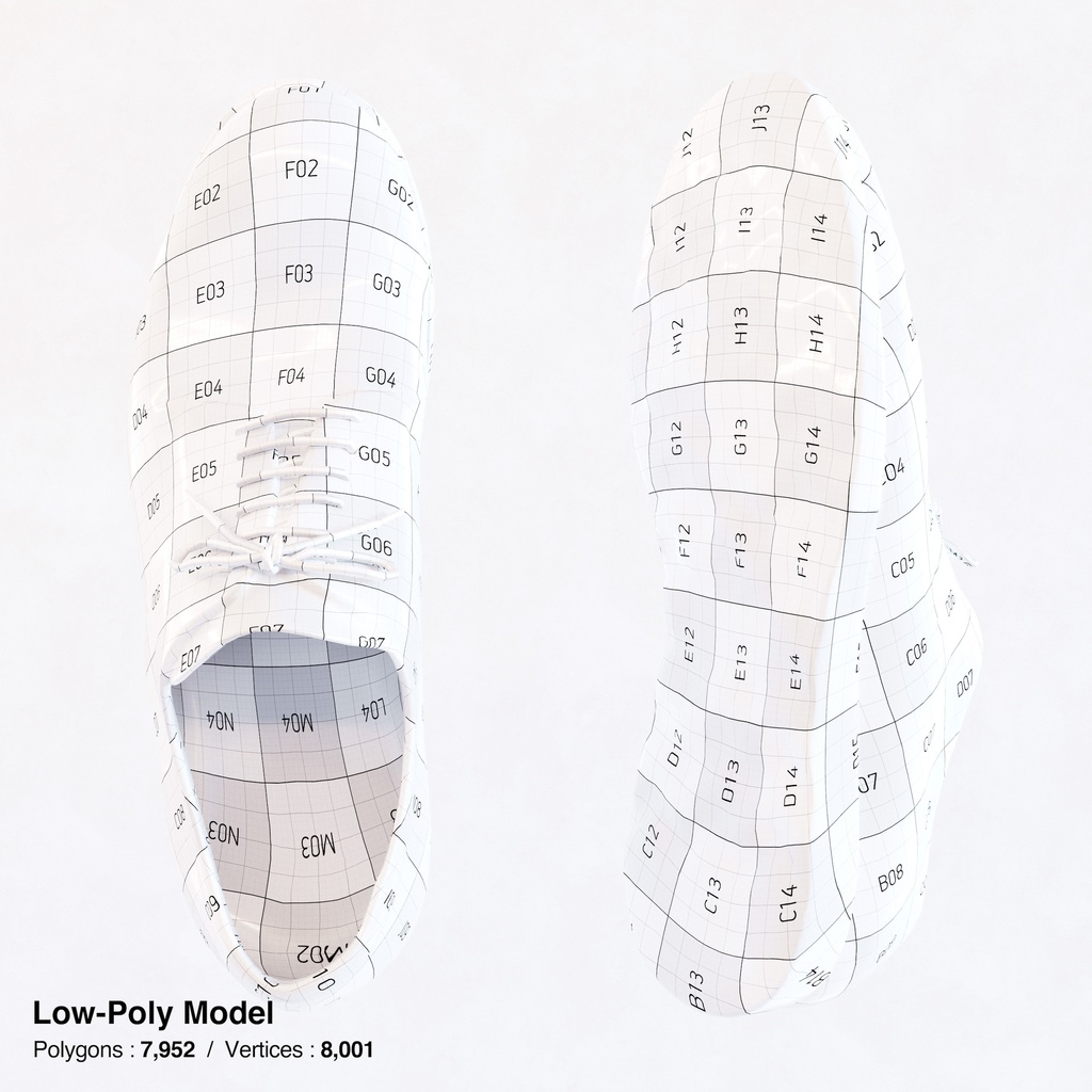 ワークシューズ - 革靴(外羽根式) 【3Dモデル】