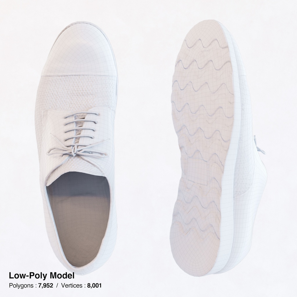 ワークシューズ - 革靴(外羽根式) 【3Dモデル】