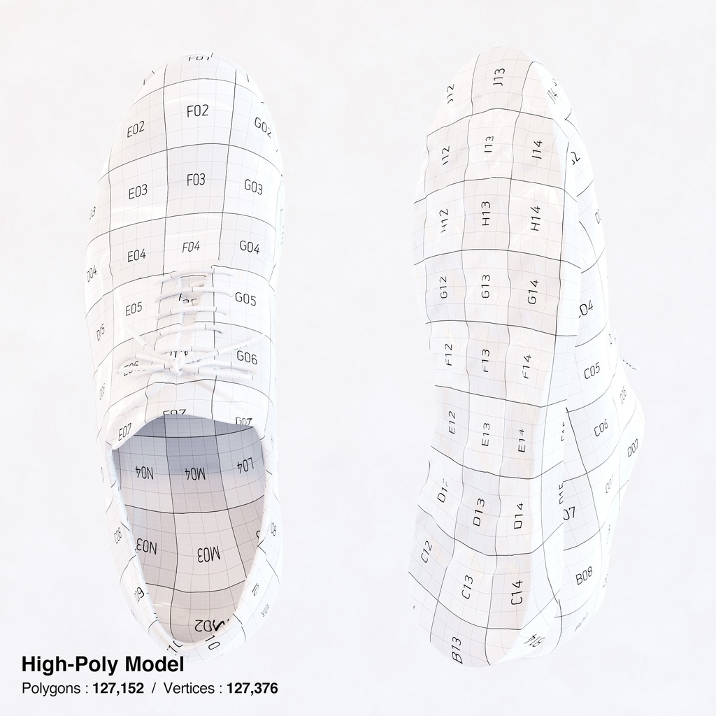 ワークシューズ - 革靴(外羽根式) 【3Dモデル】