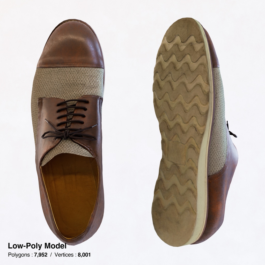 ワークシューズ - 革靴(外羽根式) 【3Dモデル】