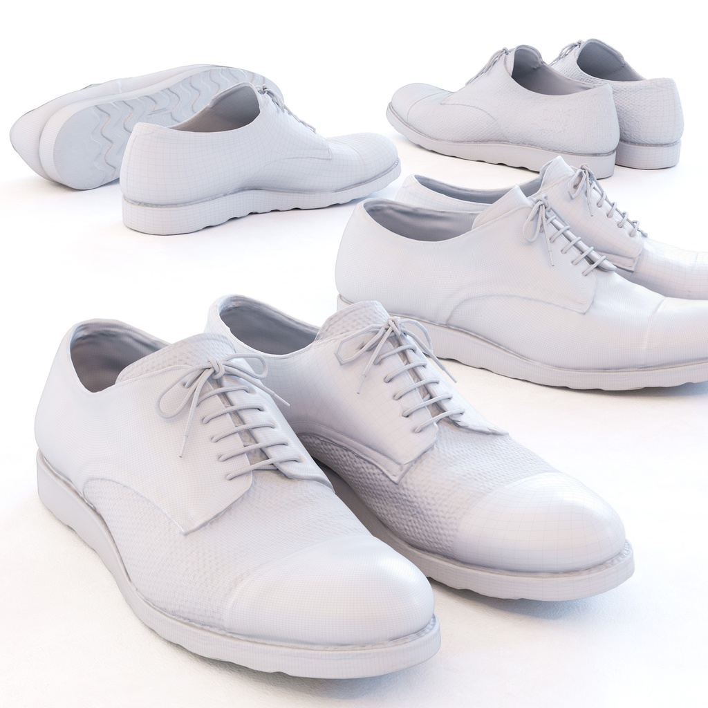 ワークシューズ - 革靴(外羽根式) 【3Dモデル】