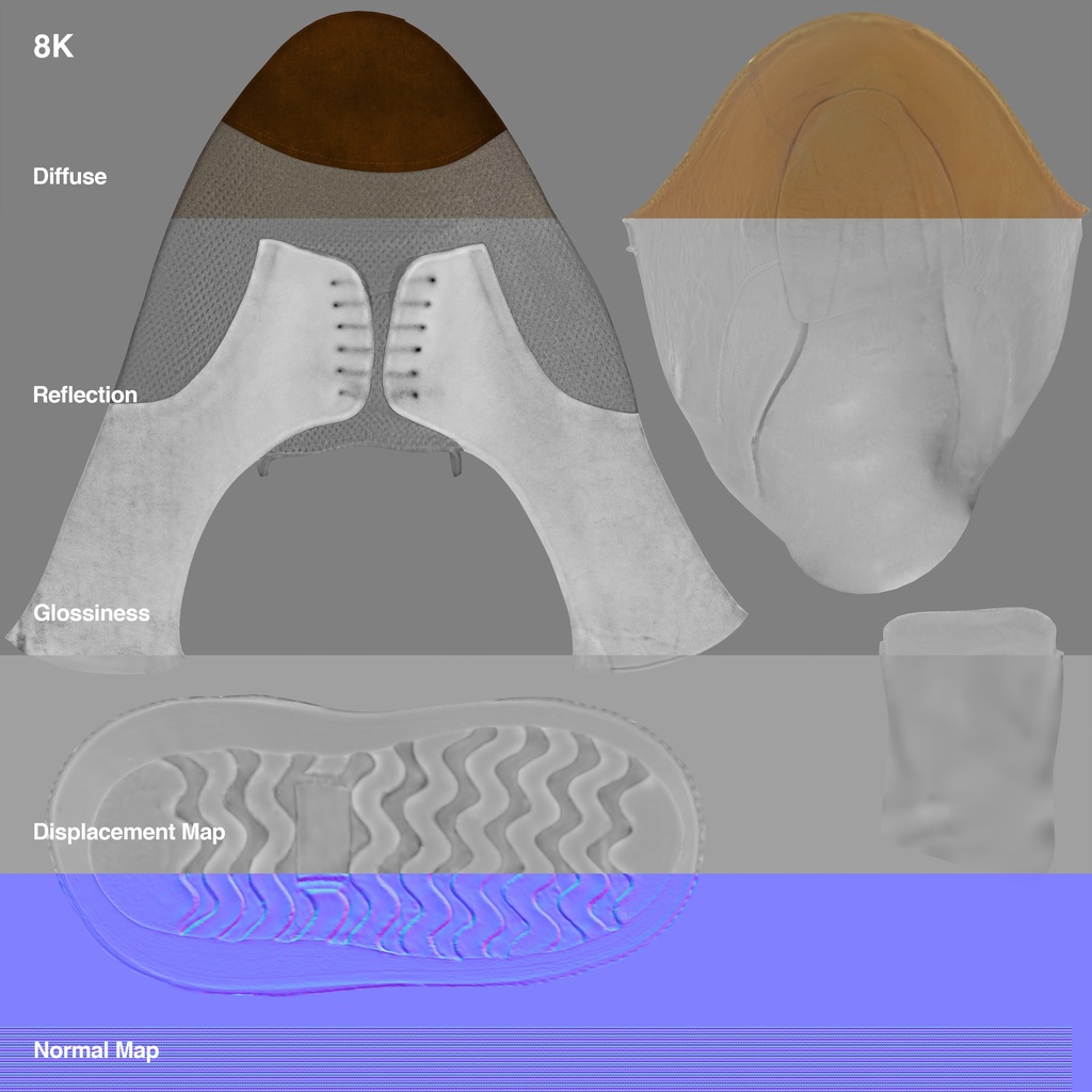ワークシューズ - 革靴(外羽根式) 【3Dモデル】