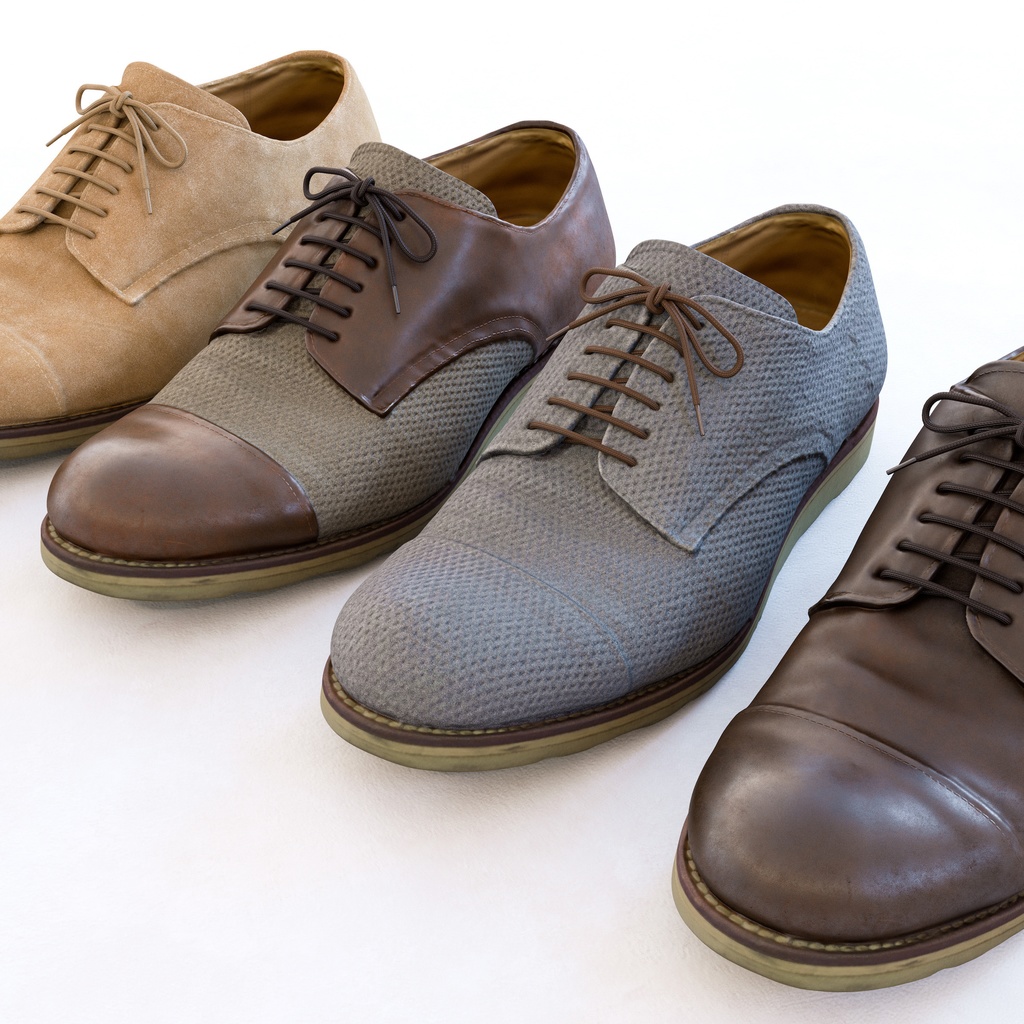 ワークシューズ - 革靴(外羽根式) 【3Dモデル】