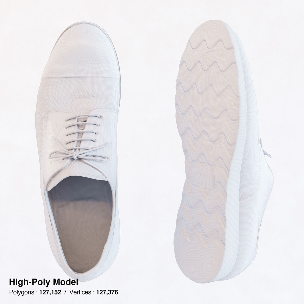 ワークシューズ - 革靴(外羽根式) 【3Dモデル】