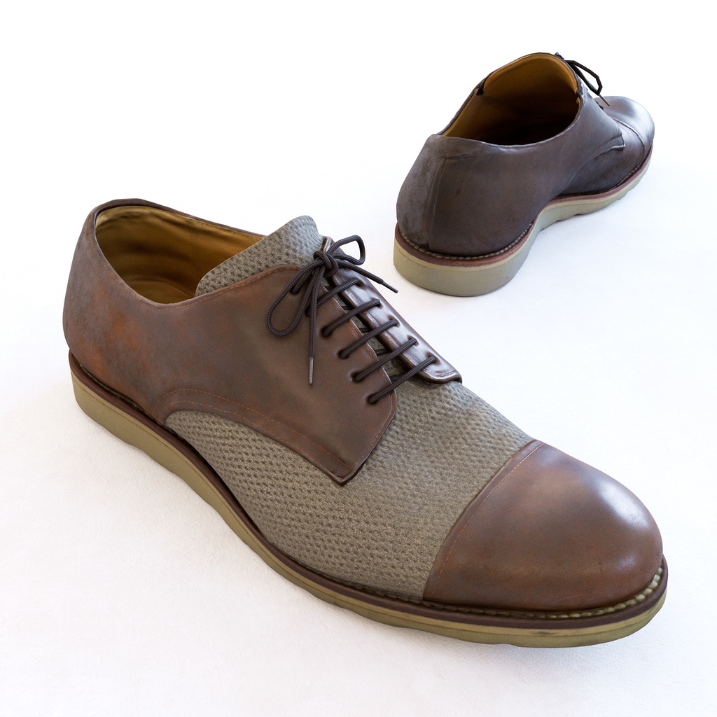 ワークシューズ - 革靴(外羽根式) 【3Dモデル】