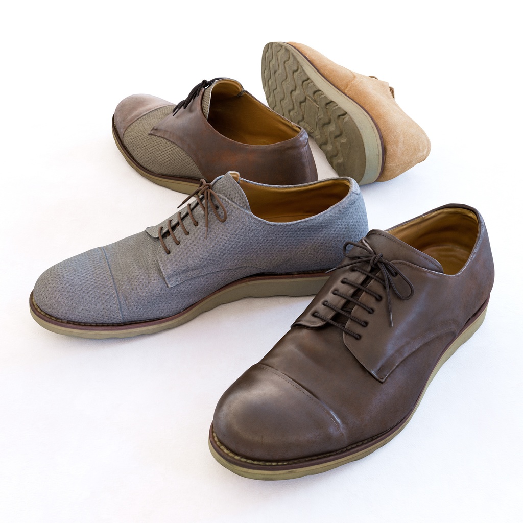 ワークシューズ - 革靴(外羽根式) 【3Dモデル】