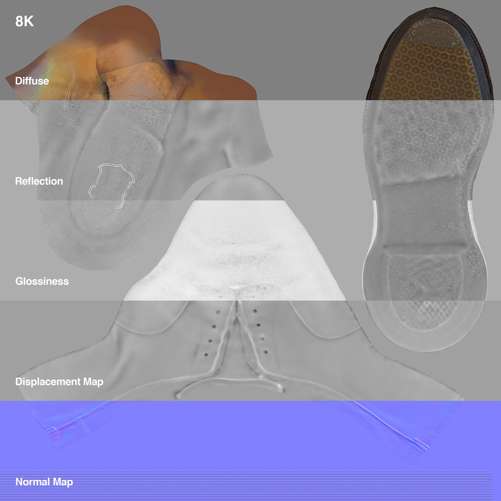 ビジネスシューズ - 革靴(内羽根式) 【3Dモデル】