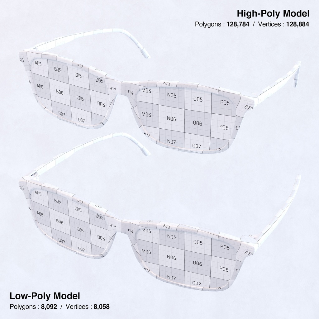 ウェリントンメガネ 【3Dモデル】