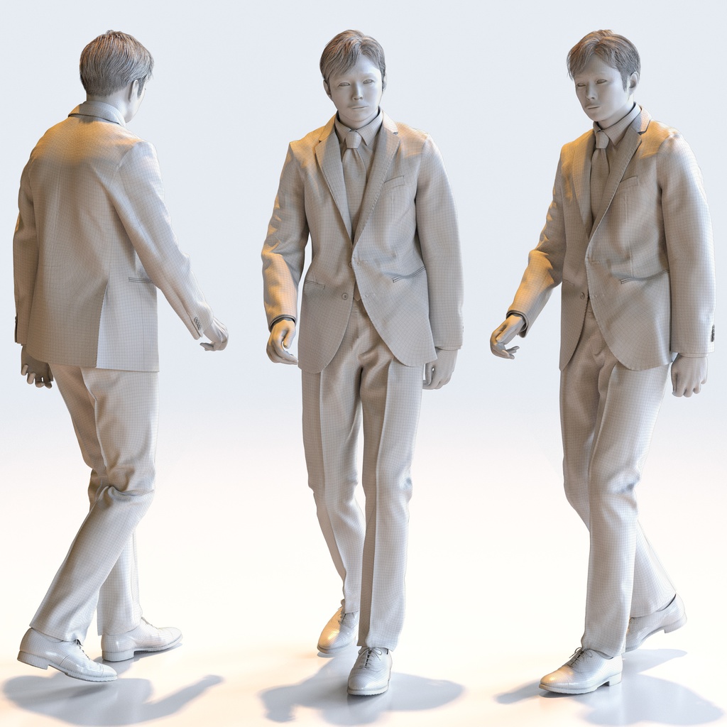 ビジネス男性 5ポーズセット1 - B1-M1S【3D人物モデル/人間3Dモデル】