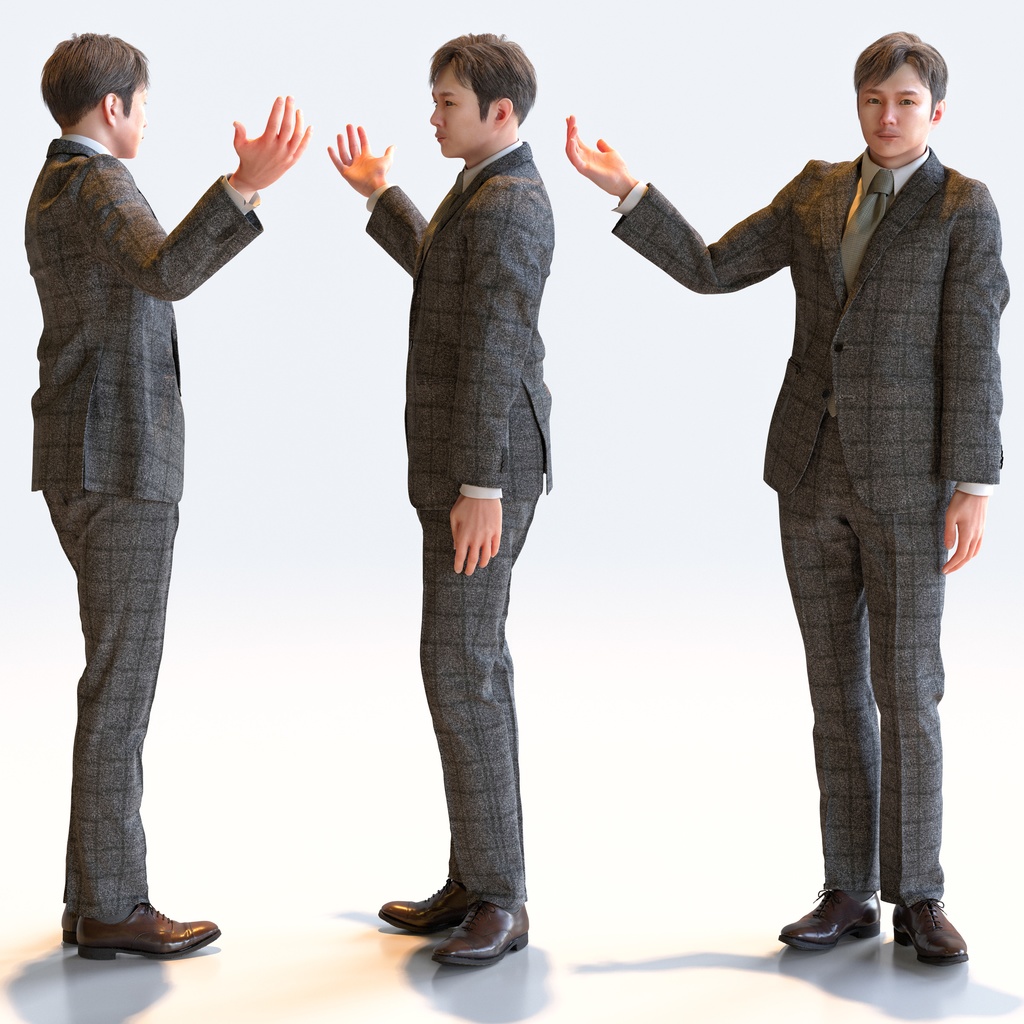ビジネス男性 5ポーズセット1 - B1-M1S【3D人物モデル/人間3Dモデル】