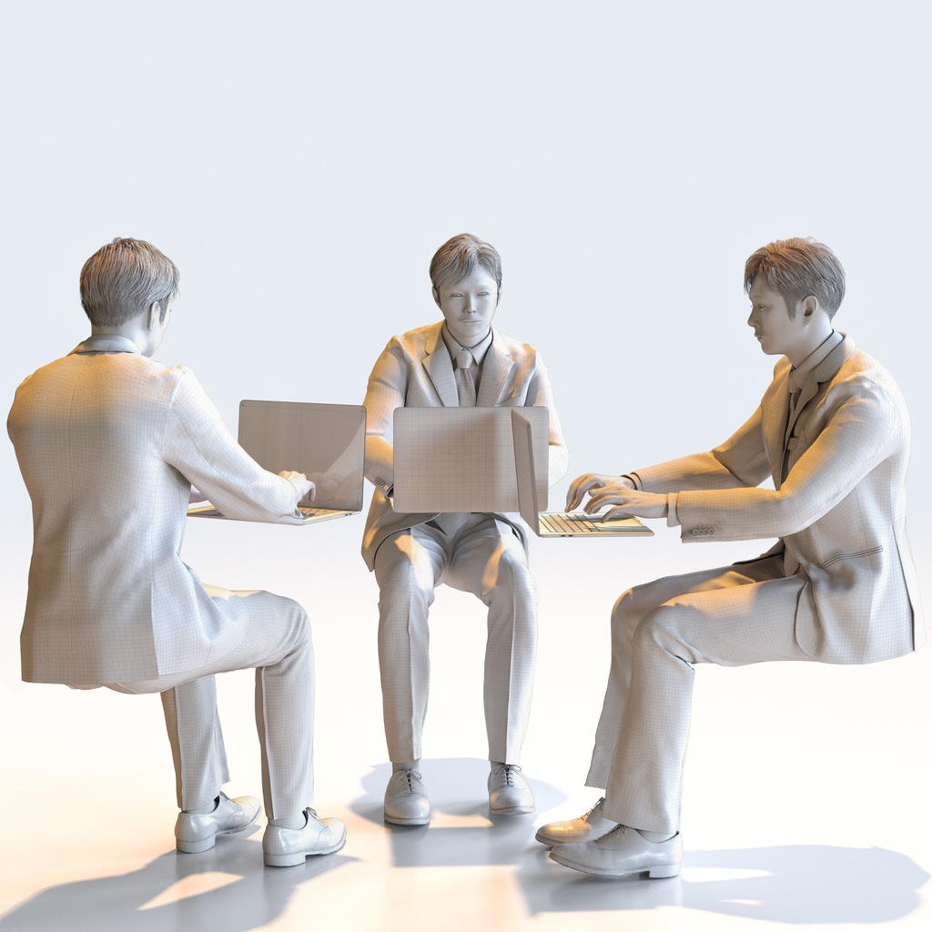 ビジネス男性 5ポーズセット1 - B1-M1S【3D人物モデル/人間3Dモデル】