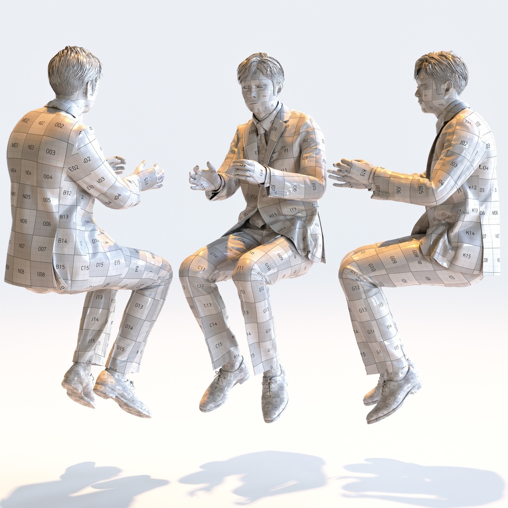 ビジネス男性 5ポーズセット1 - B1-M1S【3D人物モデル/人間3Dモデル】