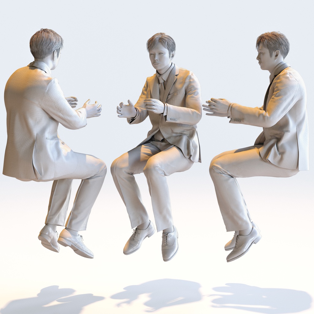 ビジネス男性 5ポーズセット1 - B1-M1S【3D人物モデル/人間3Dモデル】