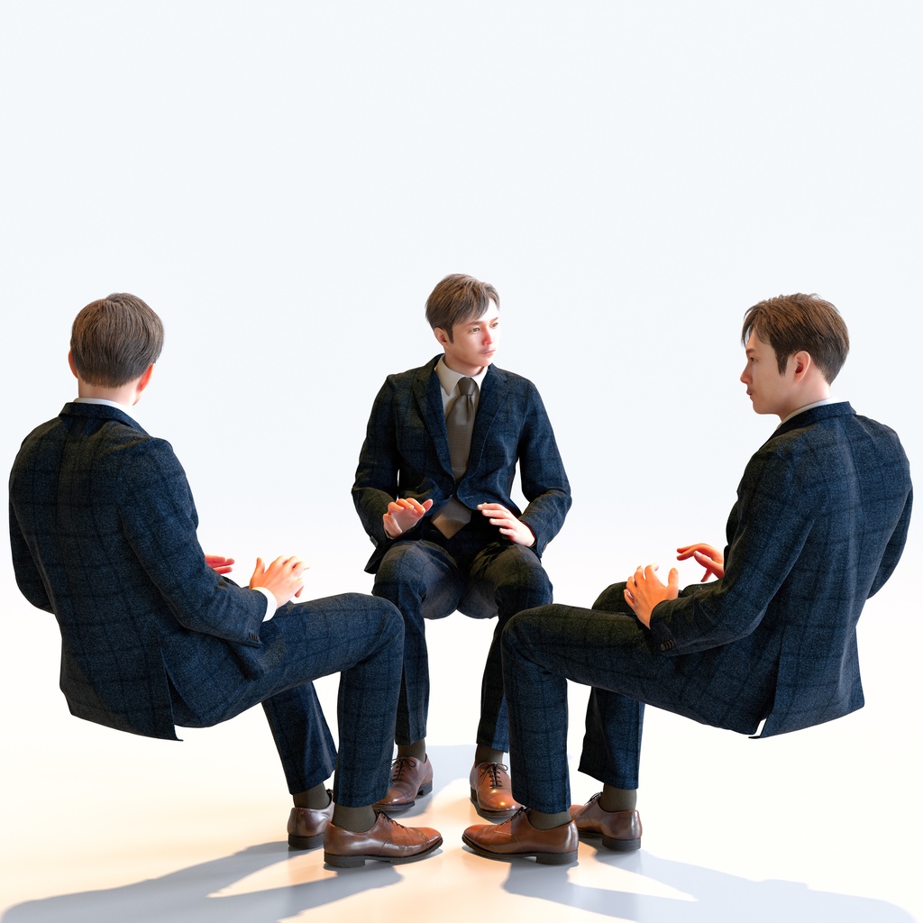 ビジネス男性 5ポーズセット1 - B1-M1S【3D人物モデル/人間3Dモデル】