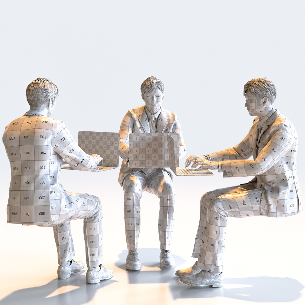 ビジネス男性 5ポーズセット1 - B1-M1S【3D人物モデル/人間3Dモデル】