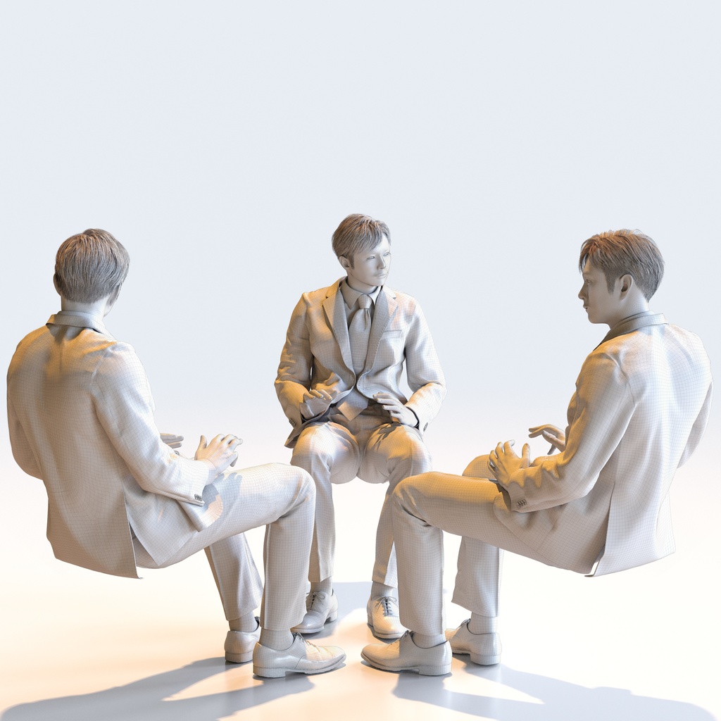 ビジネス男性 5ポーズセット1 - B1-M1S【3D人物モデル/人間3Dモデル】