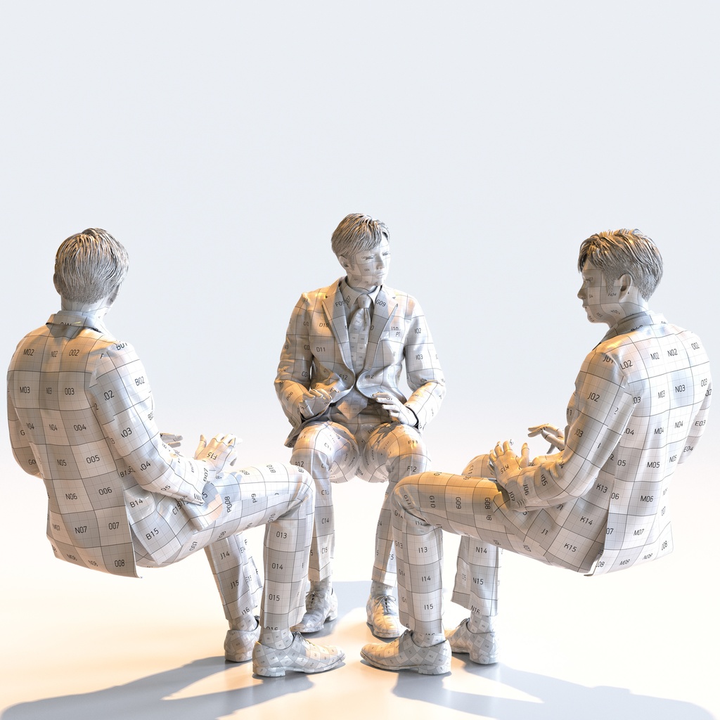 ビジネス男性 5ポーズセット1 - B1-M1S【3D人物モデル/人間3Dモデル】