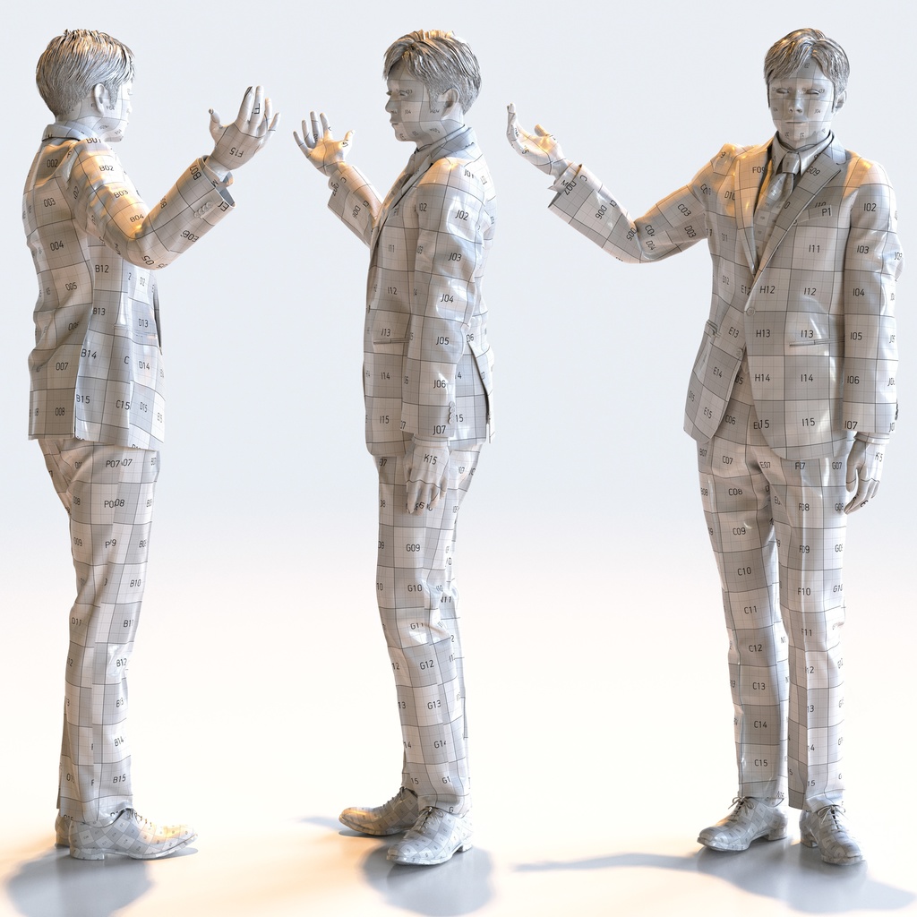 ビジネス男性 5ポーズセット1 - B1-M1S【3D人物モデル/人間3Dモデル】