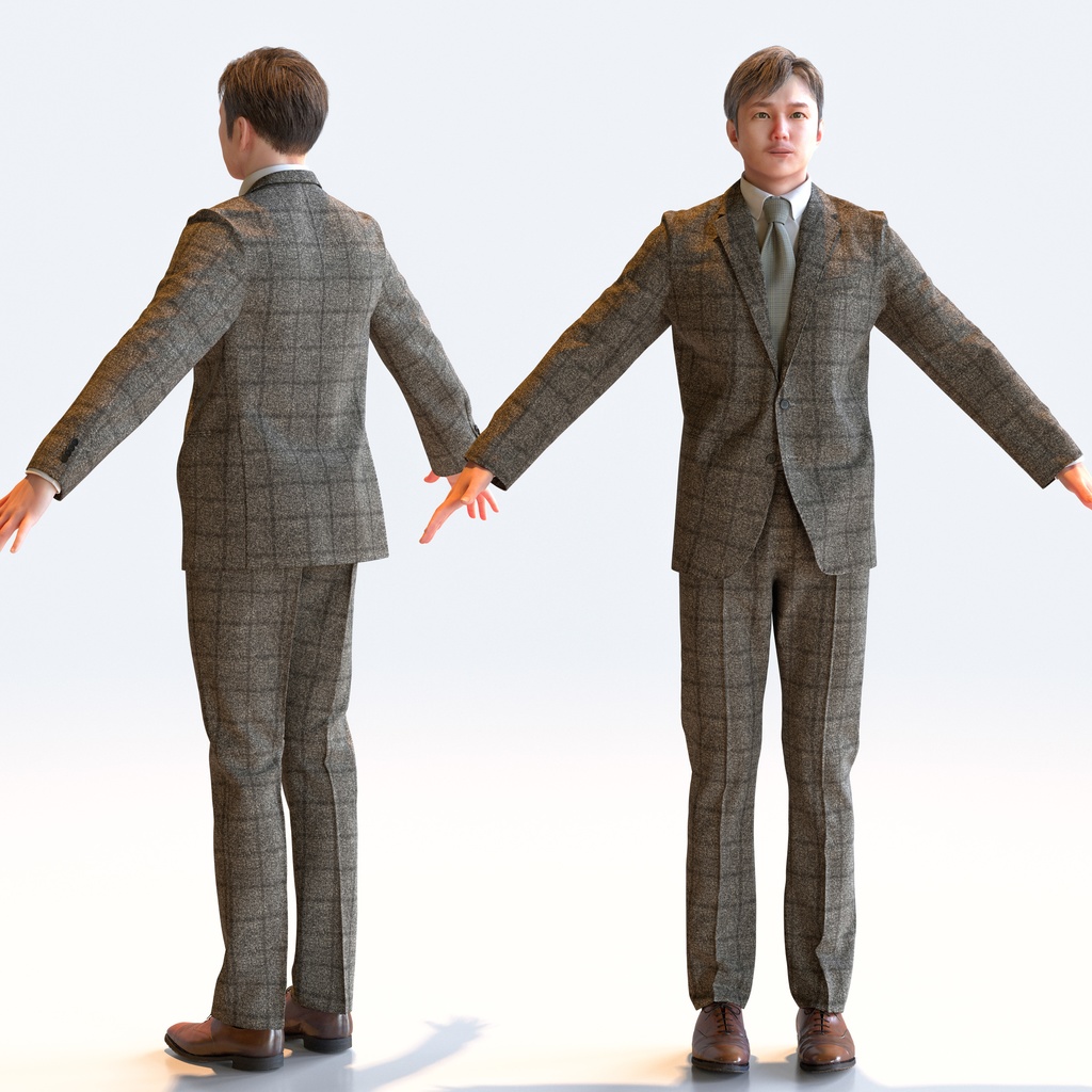 ビジネス男性 Aポーズ 1 - B1-M1S A【3D人物モデル/人間3Dモデル】