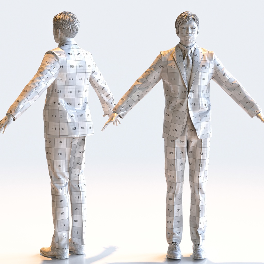 ビジネス男性 Aポーズ 1 - B1-M1S A【3D人物モデル/人間3Dモデル】