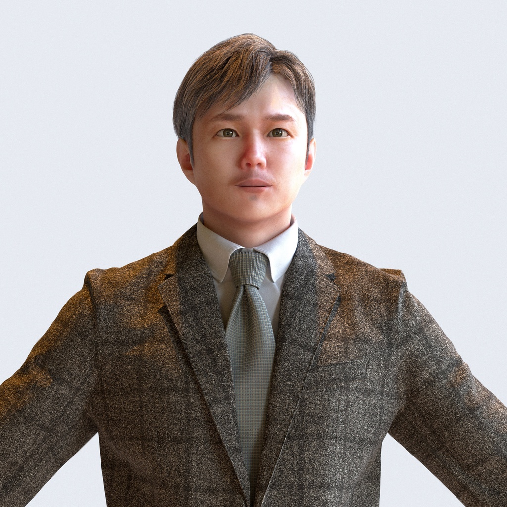 ビジネス男性 Aポーズ 1 - B1-M1S A【3D人物モデル/人間3Dモデル】