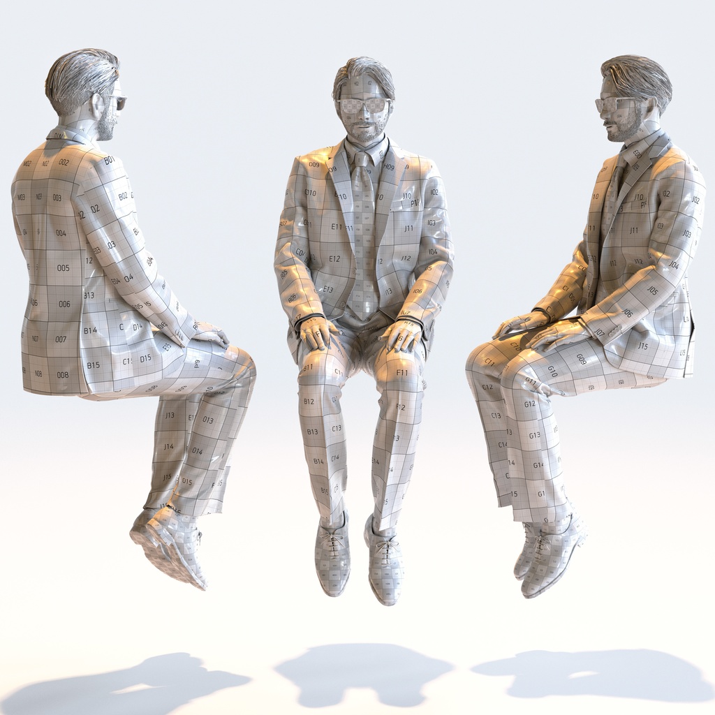 ビジネス男性 5ポーズセット 2 - B1-M2U【3D人物モデル/人間3Dモデル】