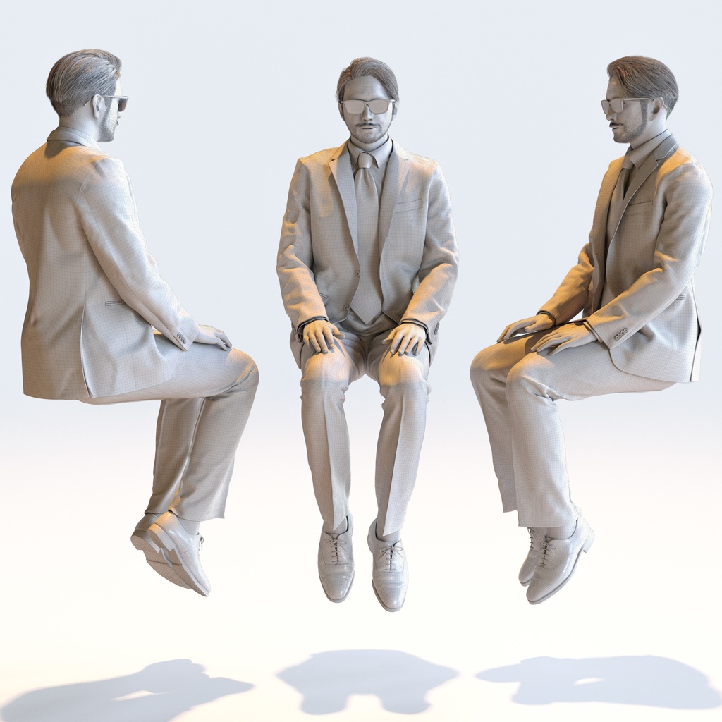ビジネス男性 5ポーズセット 2 - B1-M2U【3D人物モデル/人間3Dモデル】