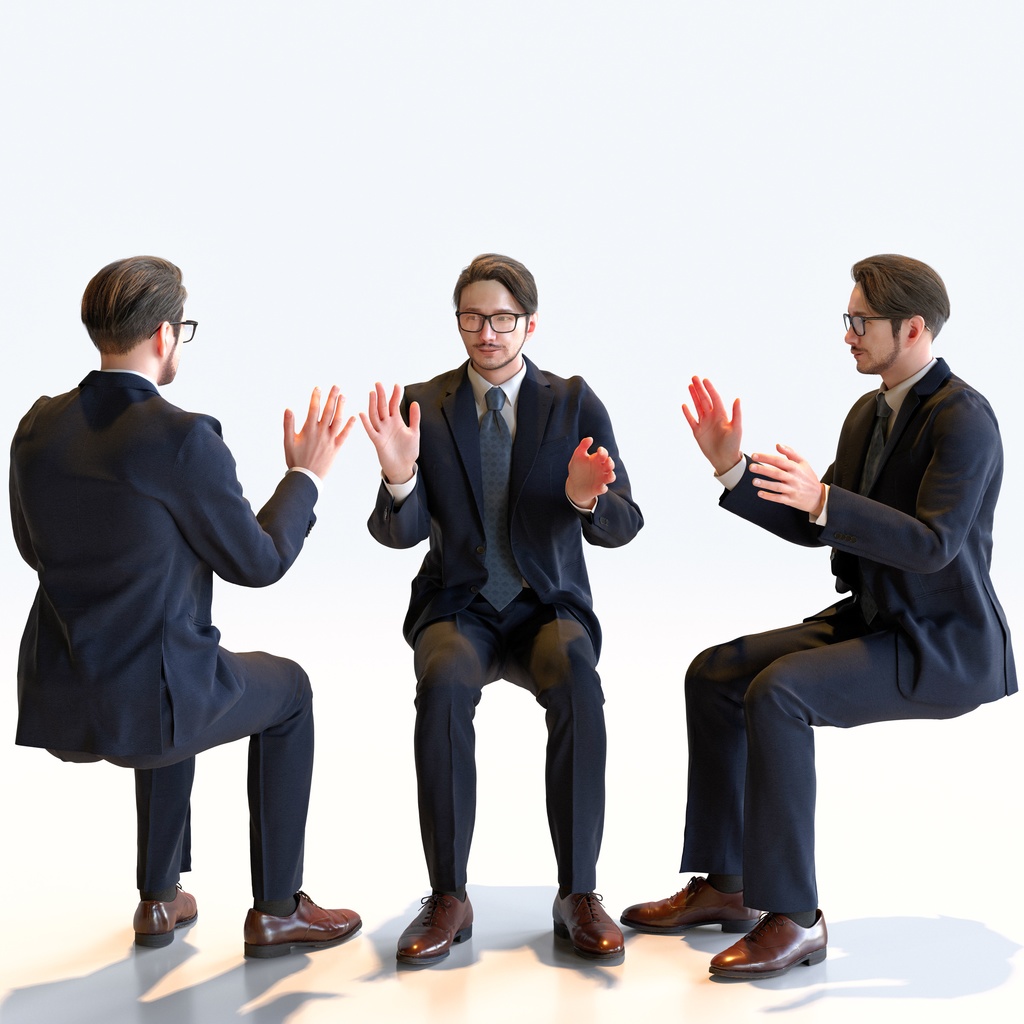 ビジネス男性 5ポーズセット 2 - B1-M2U【3D人物モデル/人間3Dモデル】