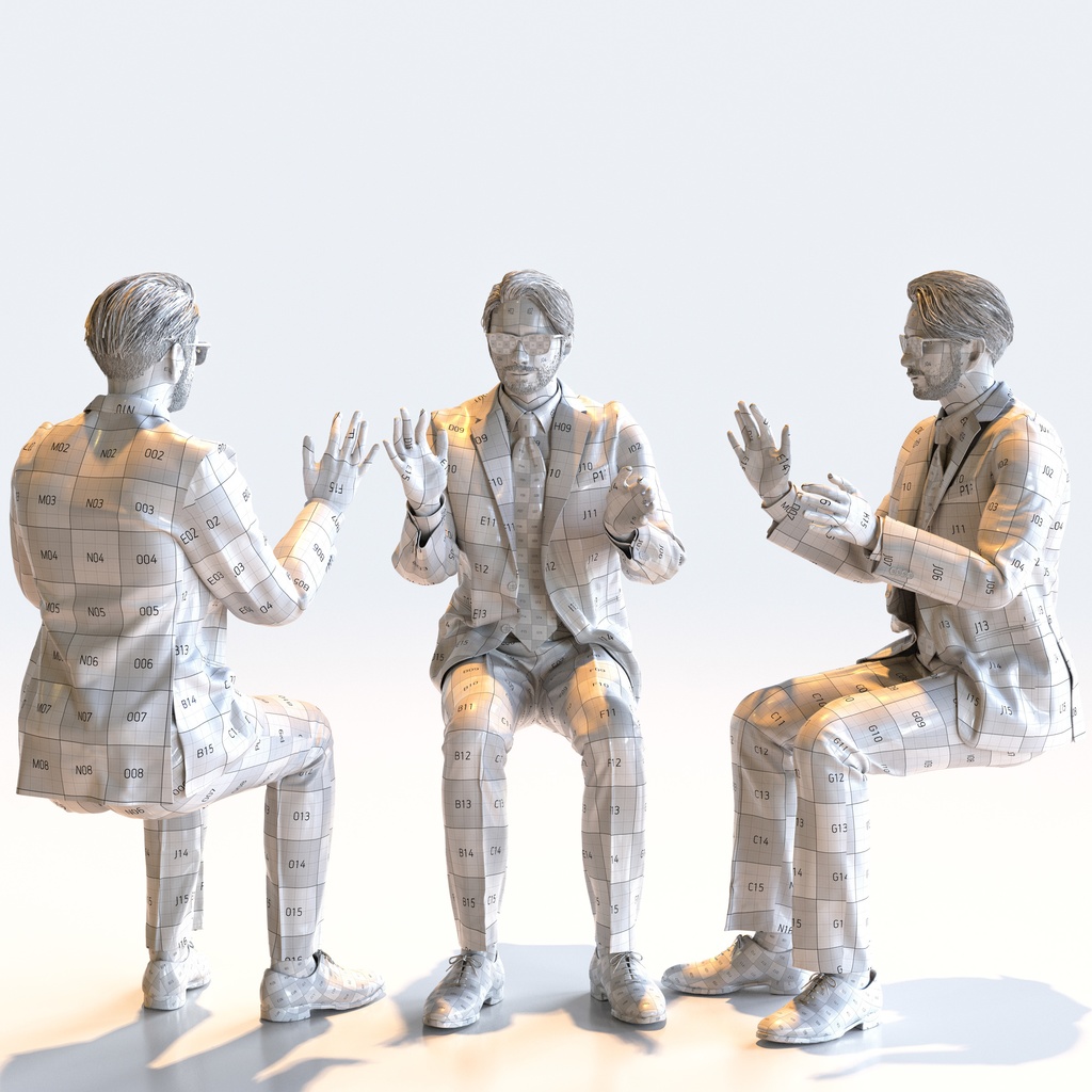 ビジネス男性 5ポーズセット 2 - B1-M2U【3D人物モデル/人間3Dモデル】