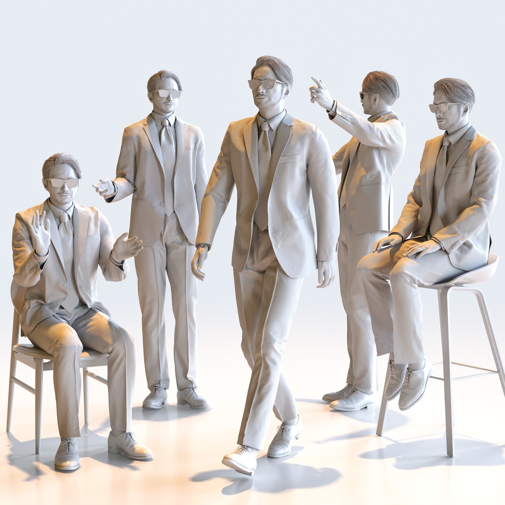 ビジネス男性 5ポーズセット 2 - B1-M2U【3D人物モデル/人間3Dモデル】
