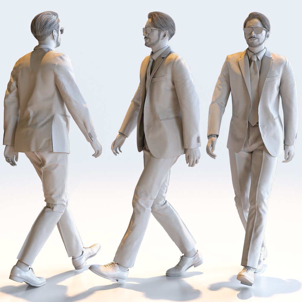 ビジネス男性 5ポーズセット 2 - B1-M2U【3D人物モデル/人間3Dモデル】