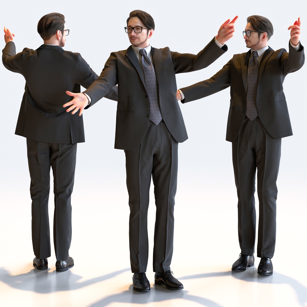 ビジネス男性 5ポーズセット 2 - B1-M2U【3D人物モデル/人間3Dモデル】