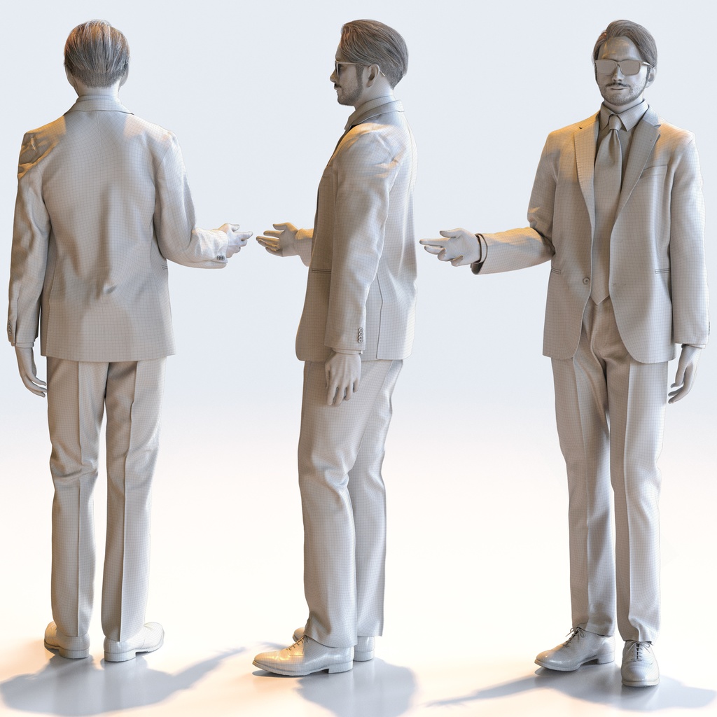ビジネス男性 5ポーズセット 2 - B1-M2U【3D人物モデル/人間3Dモデル】