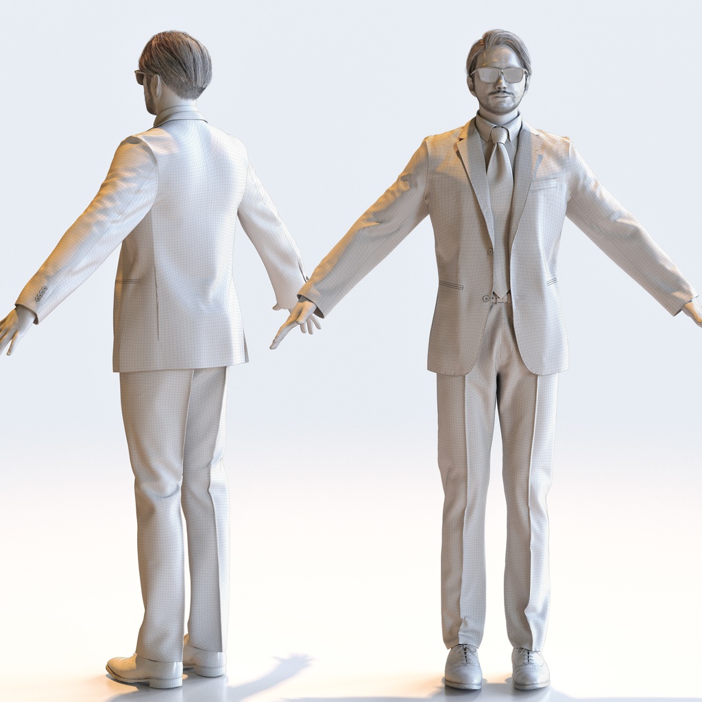 ビジネス男性 Aポーズ 2 - B1-M2U A【3D人物モデル/人間3Dモデル】