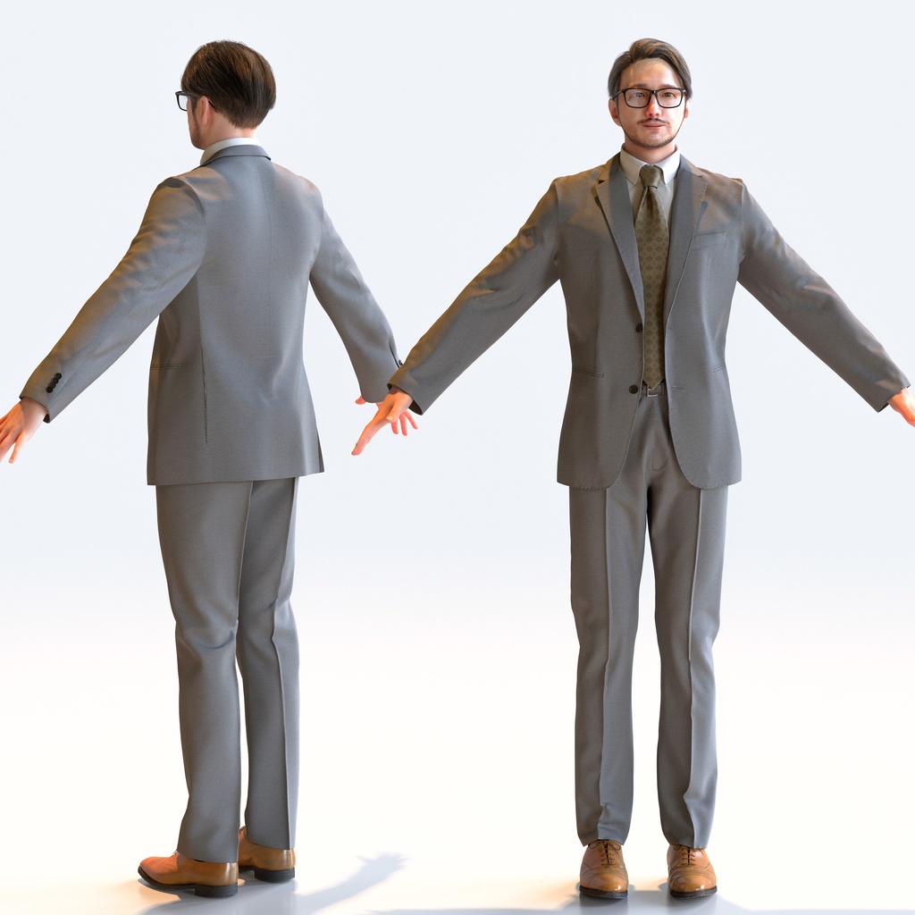 ビジネス男性 Aポーズ 2 - B1-M2U A【3D人物モデル/人間3Dモデル】