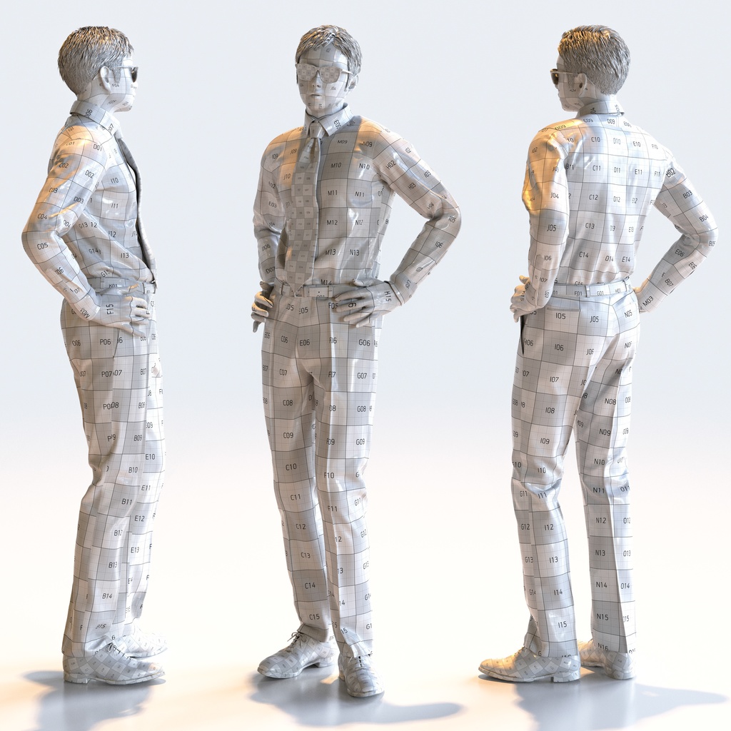 ビジネス男性 5ポーズセット 3 - B1-M3Y【3D人物モデル/人間3Dモデル】