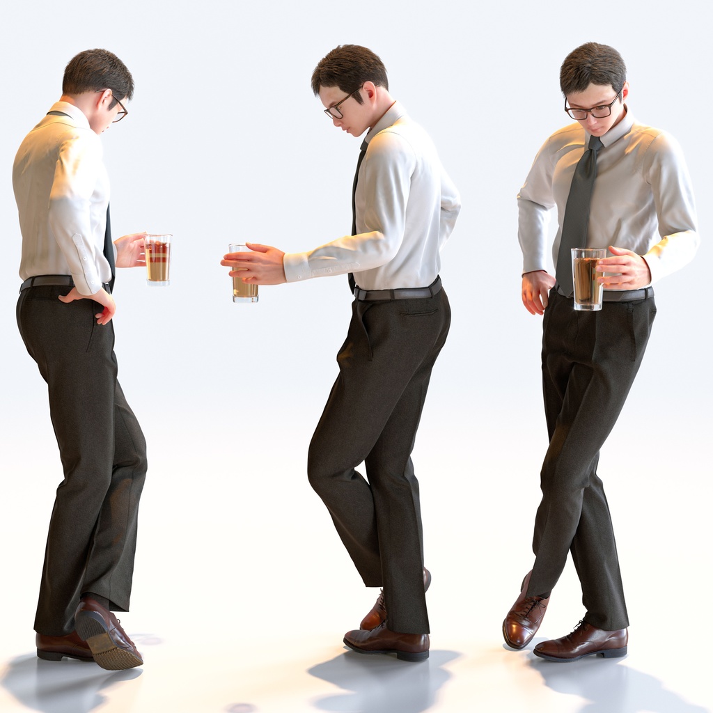 ビジネス男性 5ポーズセット 3 - B1-M3Y【3D人物モデル/人間3Dモデル】