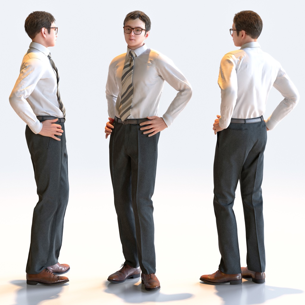 ビジネス男性 5ポーズセット 3 - B1-M3Y【3D人物モデル/人間3Dモデル】