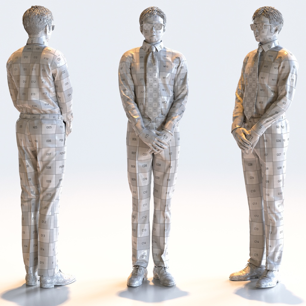 ビジネス男性 5ポーズセット 3 - B1-M3Y【3D人物モデル/人間3Dモデル】