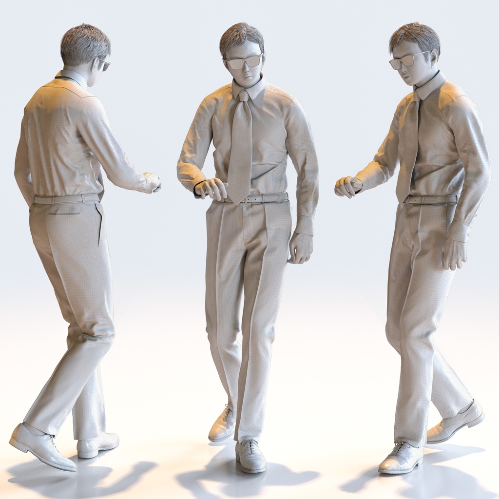 ビジネス男性 5ポーズセット 3 - B1-M3Y【3D人物モデル/人間3Dモデル】