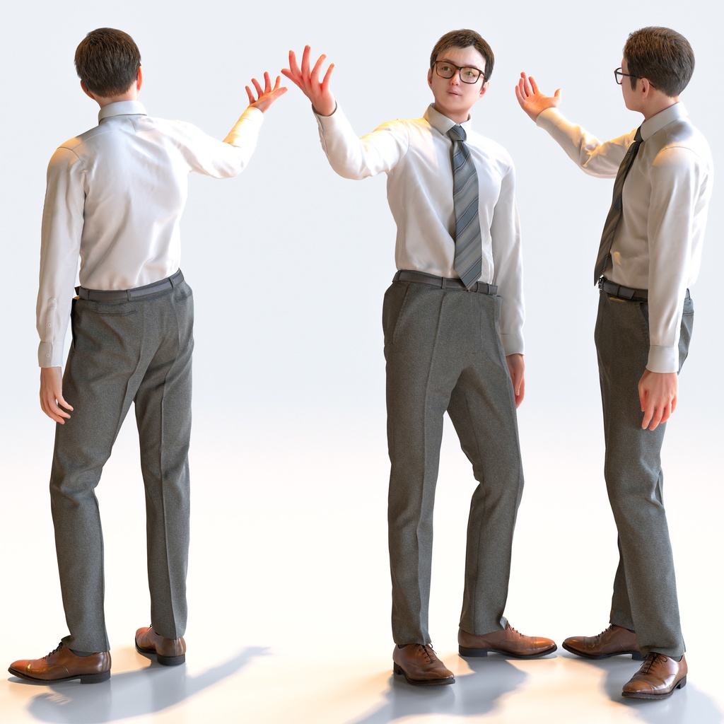 ビジネス男性 5ポーズセット 3 - B1-M3Y【3D人物モデル/人間3Dモデル】