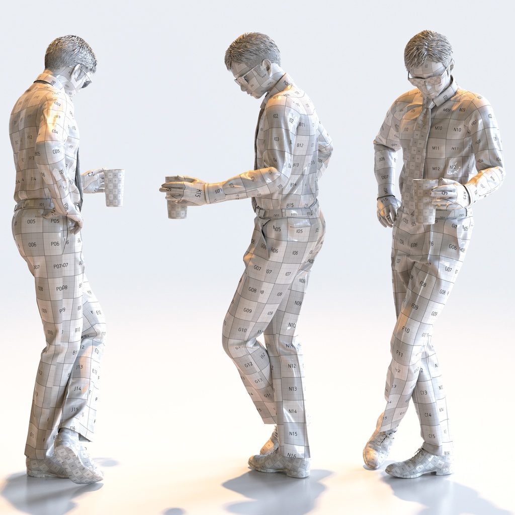 ビジネス男性 5ポーズセット 3 - B1-M3Y【3D人物モデル/人間3Dモデル】